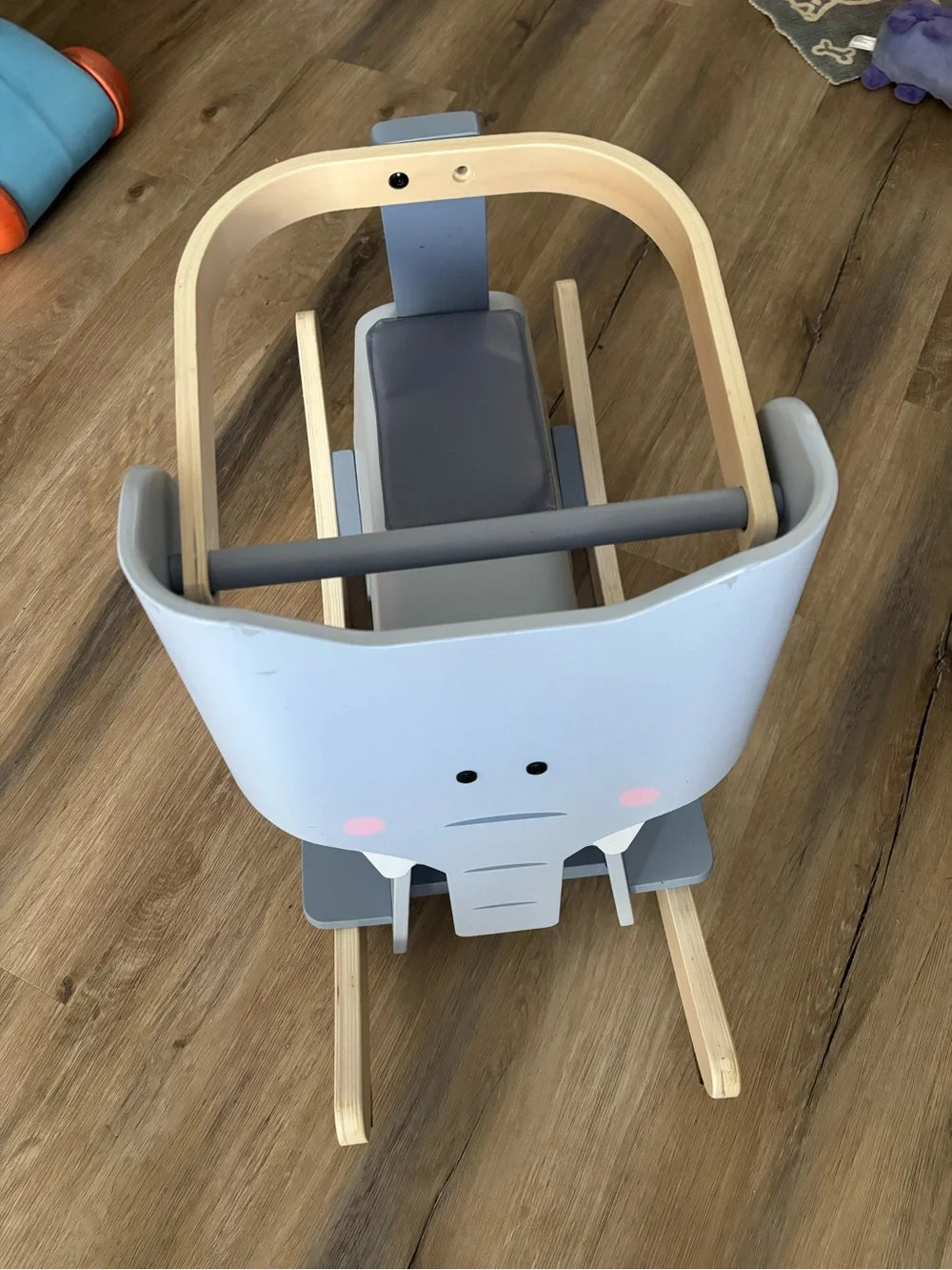 Janod Blue Elephant Wooden Rocker for Kids